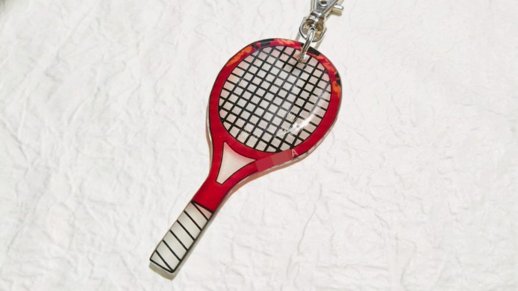 【レジンキーホルダー】ソフトテニスラケットタイプ　ワンズラボ