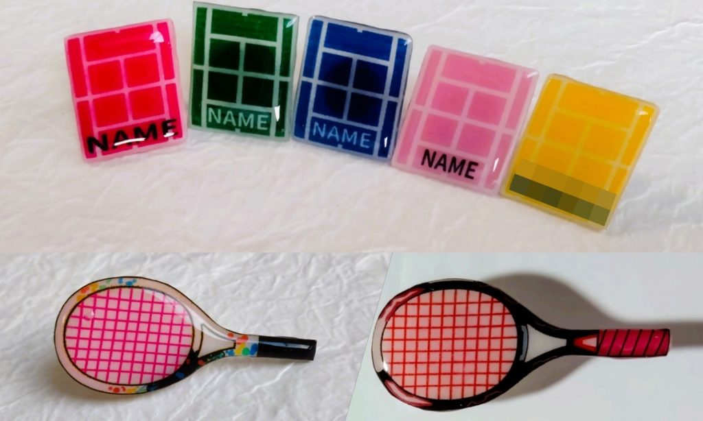 【ピンバッジ】ワンズラボ ソフトテニスラケット テニスコート