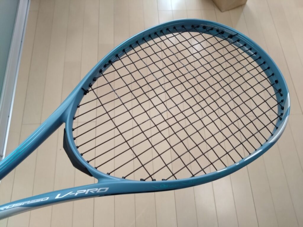 2025/03/25　ストリング張替え　ミズノ　モノファイバースピード／28ポンド（ソフトテニスガット）アクロスピードV-PRO