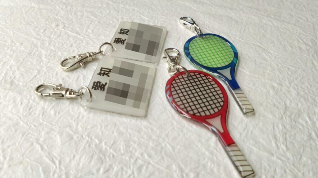 ワンズラボ　オリジナルキーホルダー　ソフトテニス　ゼッケン　ラケット