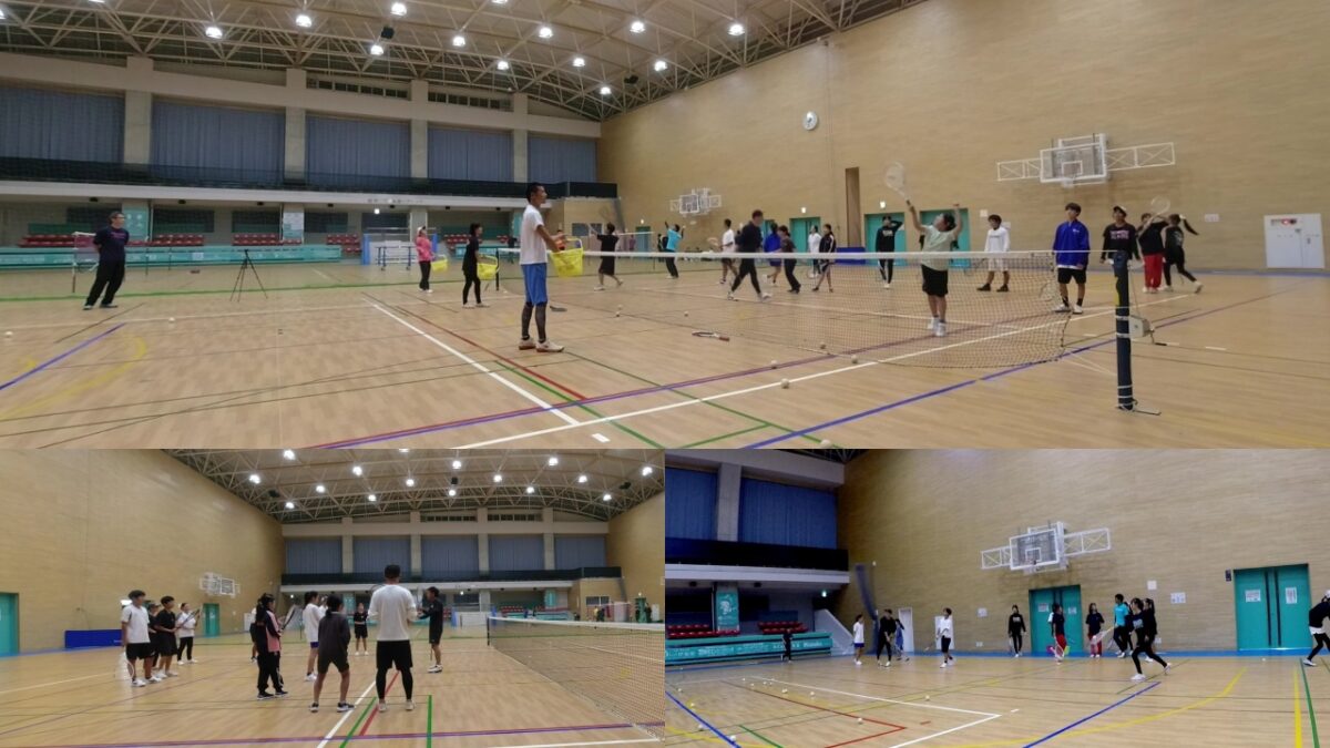 ソフトテニス練習会。小学生から大人まで色々な年代の方が参加くださっています。